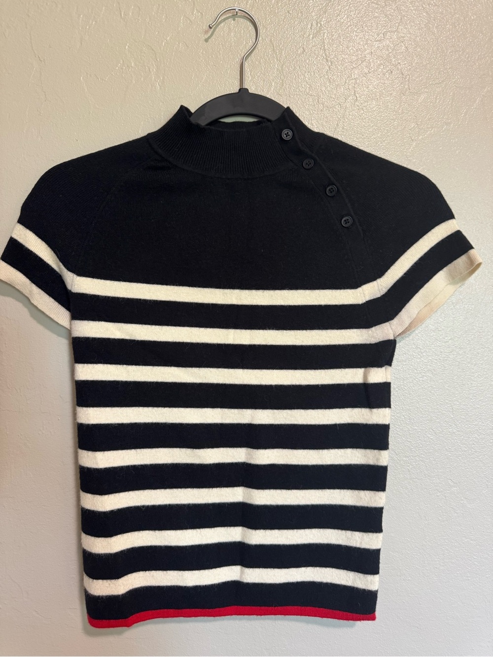Maeve Anthropologie Striped Mock Neck Short Sleeve Sweater Size Small